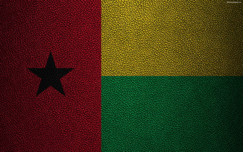 Flag of Guinea-Bissau, leather texture Africa, world flags, African flags, Guinea-Bissau, HD wallpaper