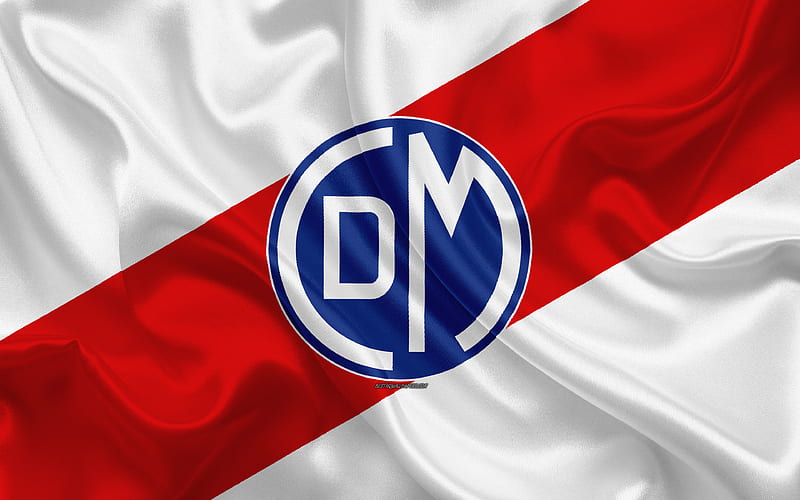 Deportivo Municipal logo, silk texture, Peruvian football club, red white flag, Peruvian Primera Division, Lima, Peru, football, Club Centro Deportivo Municipal, HD wallpaper
