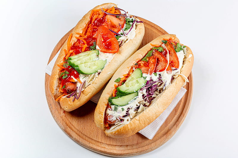 Food, Hot Dog, Sauce, Sausage, Tomato, Vegetable, HD wallpaper