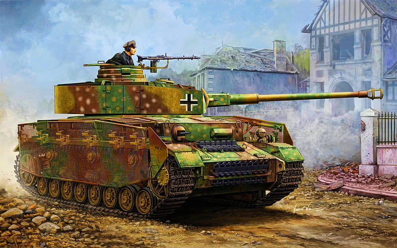 Panzer IV, artwork, German battle tank, WWII, armored vehicles, World war II, Wehrmacht, HD wallpaper