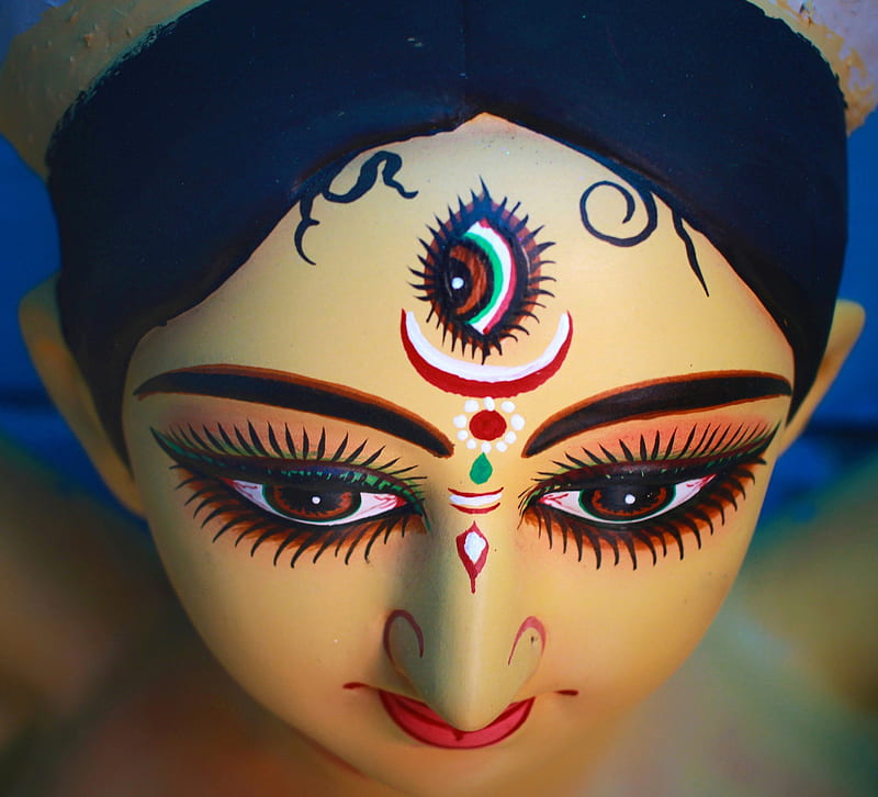 Durga devi, god, spiritual, eye, india, HD wallpaper