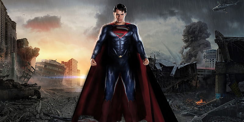 Superman Metropolis Destruction, superman, superheroes, artwork, HD wallpaper