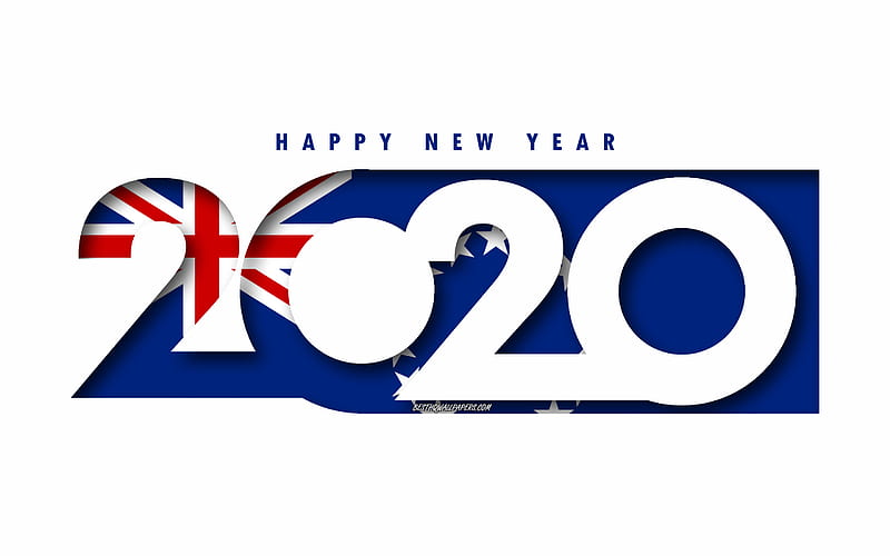 Cook Islands 2020, Flag of Cook Islands, white background, Happy New Year Cook Islands, 3d art, 2020 concepts, Cook Islands flag, 2020 New Year, 2020 Cook Islands flag, HD wallpaper