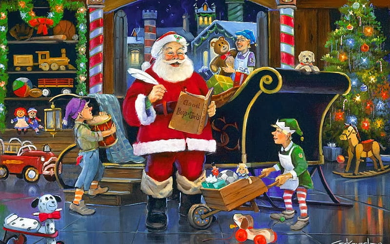 Santas Work Shop, claus, helping, santa, busist, time, year, elves, HD wallpaper