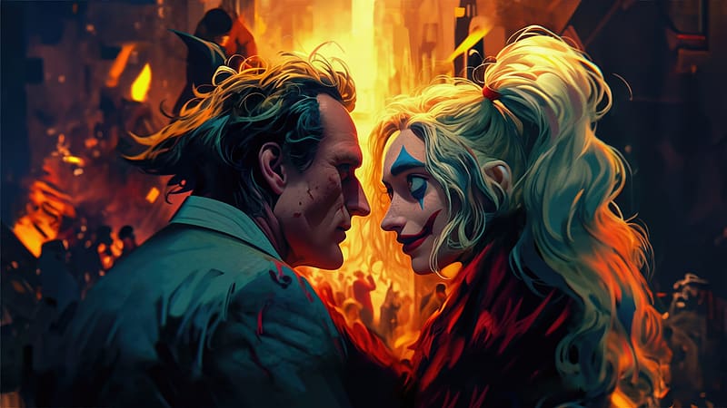 Joker And Harley Quinn Chaotic Affection, joker-2, joker-folie-a-deux, 2024-movies, movies, lady-gaga, joker, harley-quinn, concept-art, behance, HD wallpaper