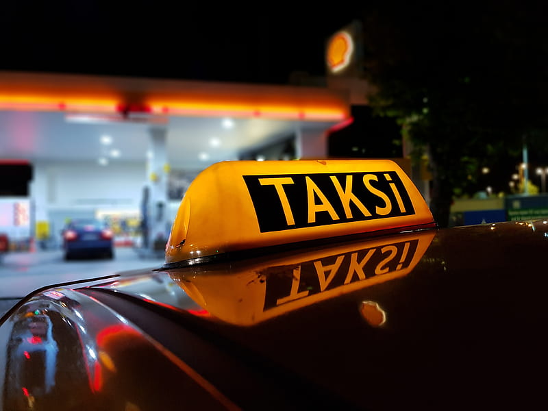 Taksi, gece, night, shell, taxi, HD wallpaper