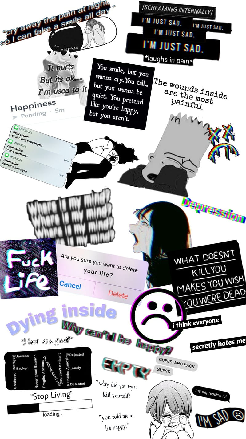 Depression Collage, collage, depression, HD phone wallpaper