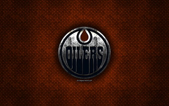 Edmonton Oilers grunge art, Canadian hockey club, logo, orange ...