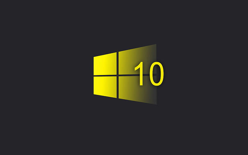 windows 10, yellow creative logo, minimalism, emblem, HD wallpaper