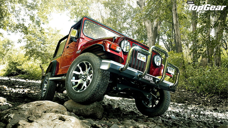 jeep thar, forest, tree, rock, thar, jeep, HD wallpaper