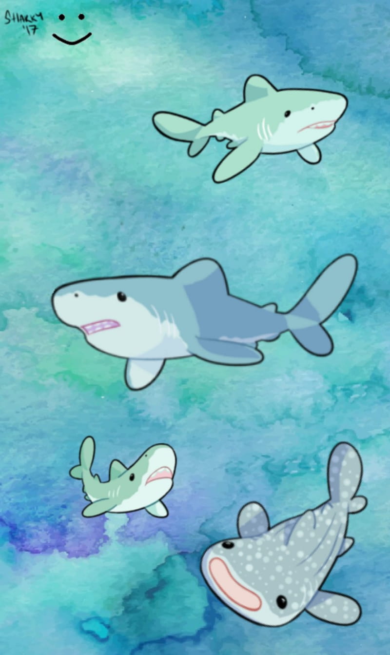 Cute sharks, cute, sharks, themes, HD phone wallpaper