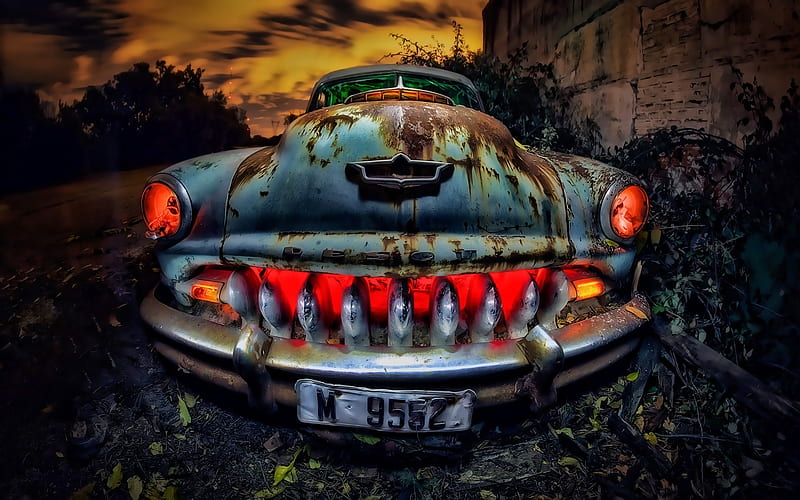 Desoto Firedome, R, retro cars, 1954 cars, abandoned cars, american cars, Desoto, HD wallpaper
