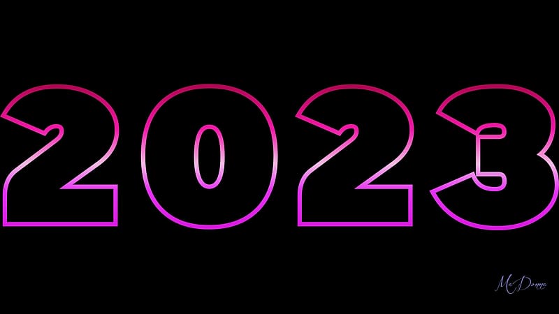 2023, Happy New Year, purple, pink, bright, easy read, dark, HD wallpaper