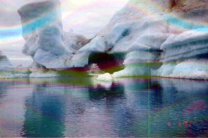Rainbow Striped Glacier, ice, rainbow, glacier, frozen, HD wallpaper