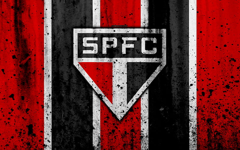 FC Sao Paulo grunge, Brazilian Seria A, logo, Brazil, soccer, football club, Sao Paulo, stone texture, art, Sao Paulo FC, HD wallpaper