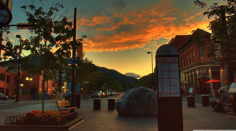 now you know why they call it boulder, boulder, sunset, street, town, HD wallpaper