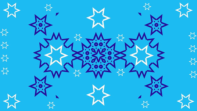 White Blue Digital Art Star Shapes Abstract, HD wallpaper