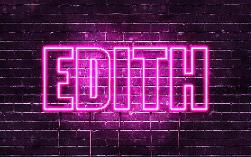 Edith with names, female names, Edith name, purple neon lights, horizontal text, with Edith name, HD wallpaper