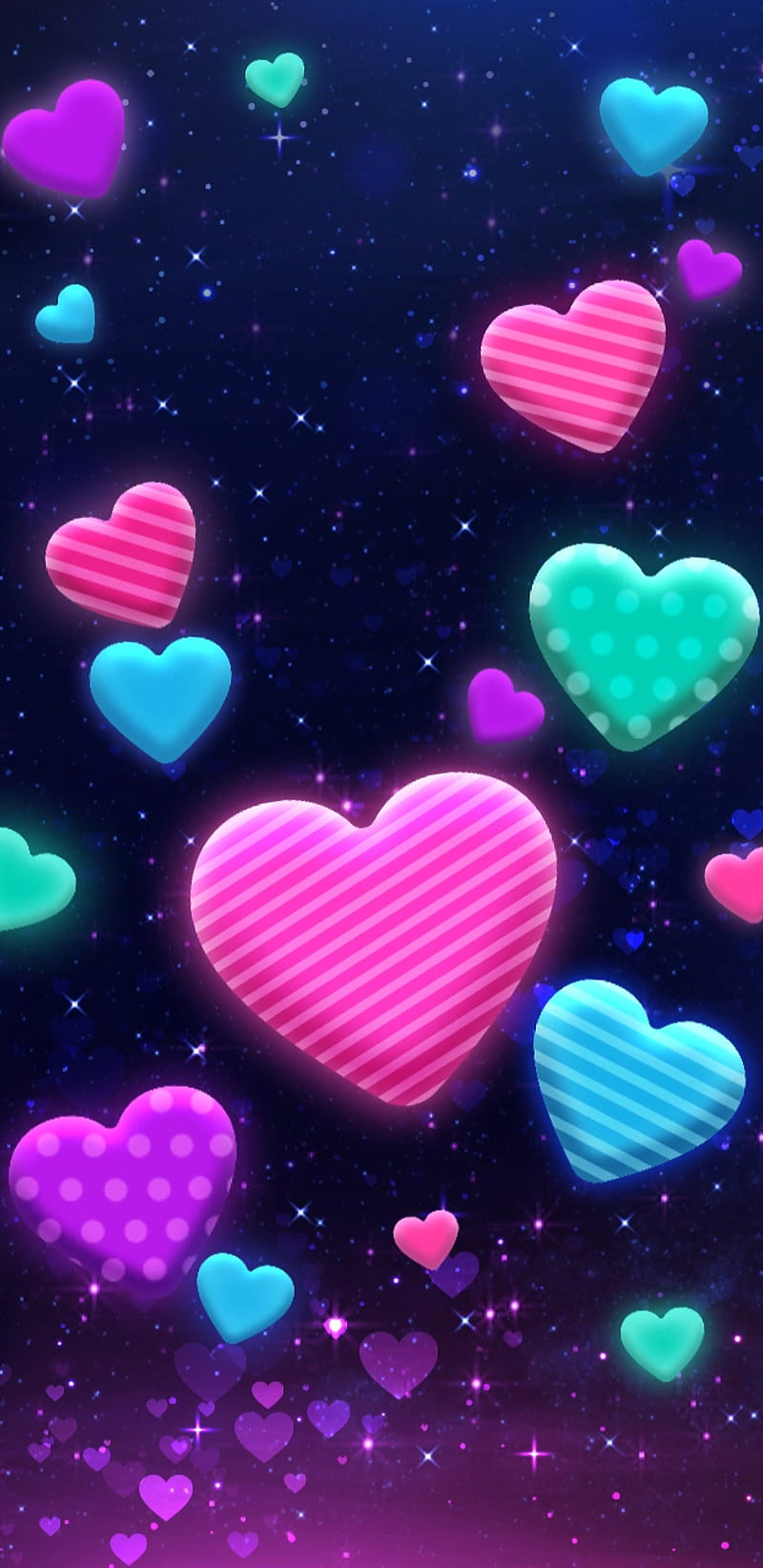 Hearts N Hearts, bonito, colorful, heart, pretty, rainbow, sparkle, HD phone wallpaper