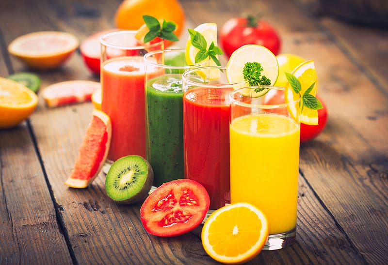 Food, Kiwi, Glass, Fruit, Drink, Tomato, Orange (Fruit), HD wallpaper