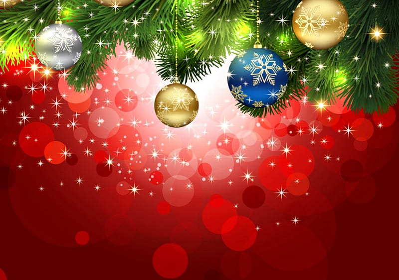 Merry Christmas, pretty, christmas balls, magic, xmas, bokeh, magic ...