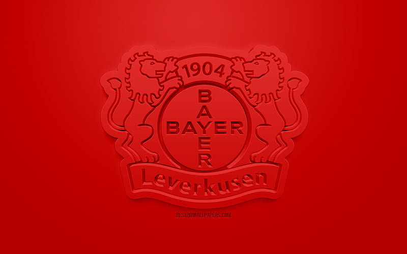 Bayer 04 Leverkusen, creative 3D logo, red background, 3d emblem ...