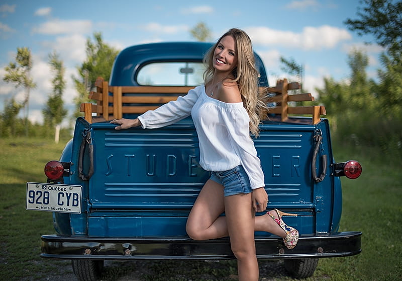 Studebaker-Cowgirl, Model, Blue, Outdoors, Truck, HD wallpaper