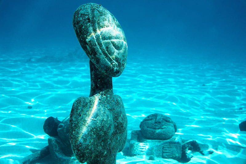 Underwater Statues Polynesian Gods Goddesses similar to Easter Island - Bora Bora Tahiti Polynesia, polynesia, reef, reck, french, ruins, easter, atoll, lagoon, statues, marine, temple, aqua, underwater, islands, warm, pacific, coral, diving, south, under, water, society, dive, goddess, snorkel, bora bora, snorkelling, polynesian, blue, scuba, clear, gods, island, tahiti, HD wallpaper