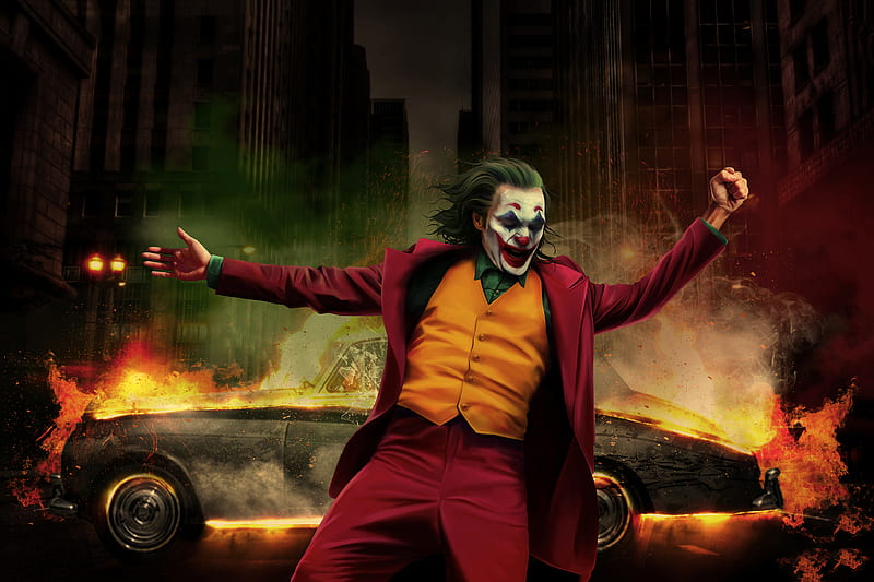 Joker Happy Dancing, joker-movie, joker, superheroes, supervillain, HD wallpaper