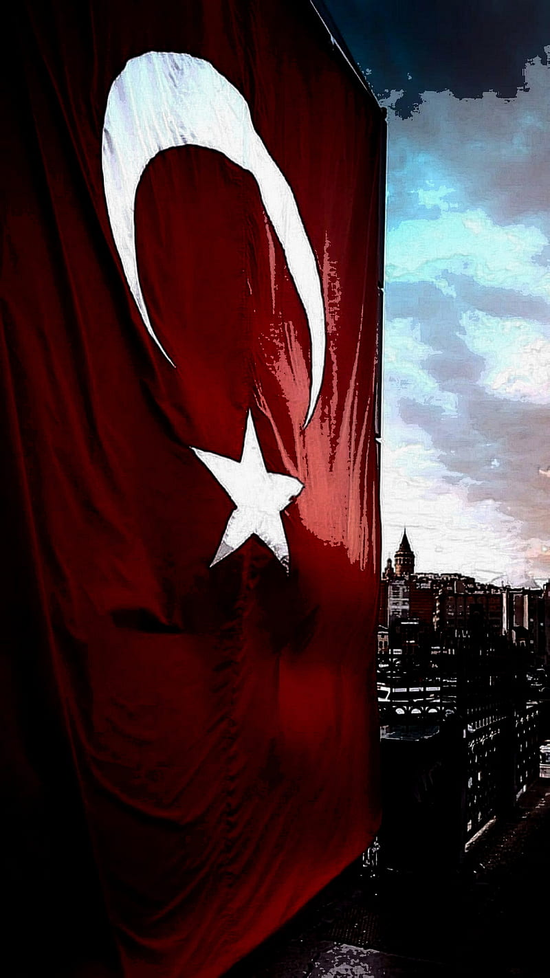 Turkish Flag - Art, albayrak, art, ayyildiz, flag, galatatower, red, turkey, turkish, vatan, white, HD phone wallpaper