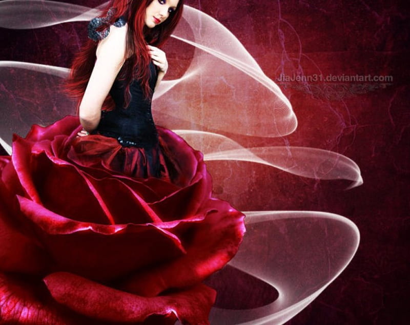 kantsten bitter Pilgrim Red Rose Girl, red, fantasy, rose, girl, HD wallpaper | Peakpx