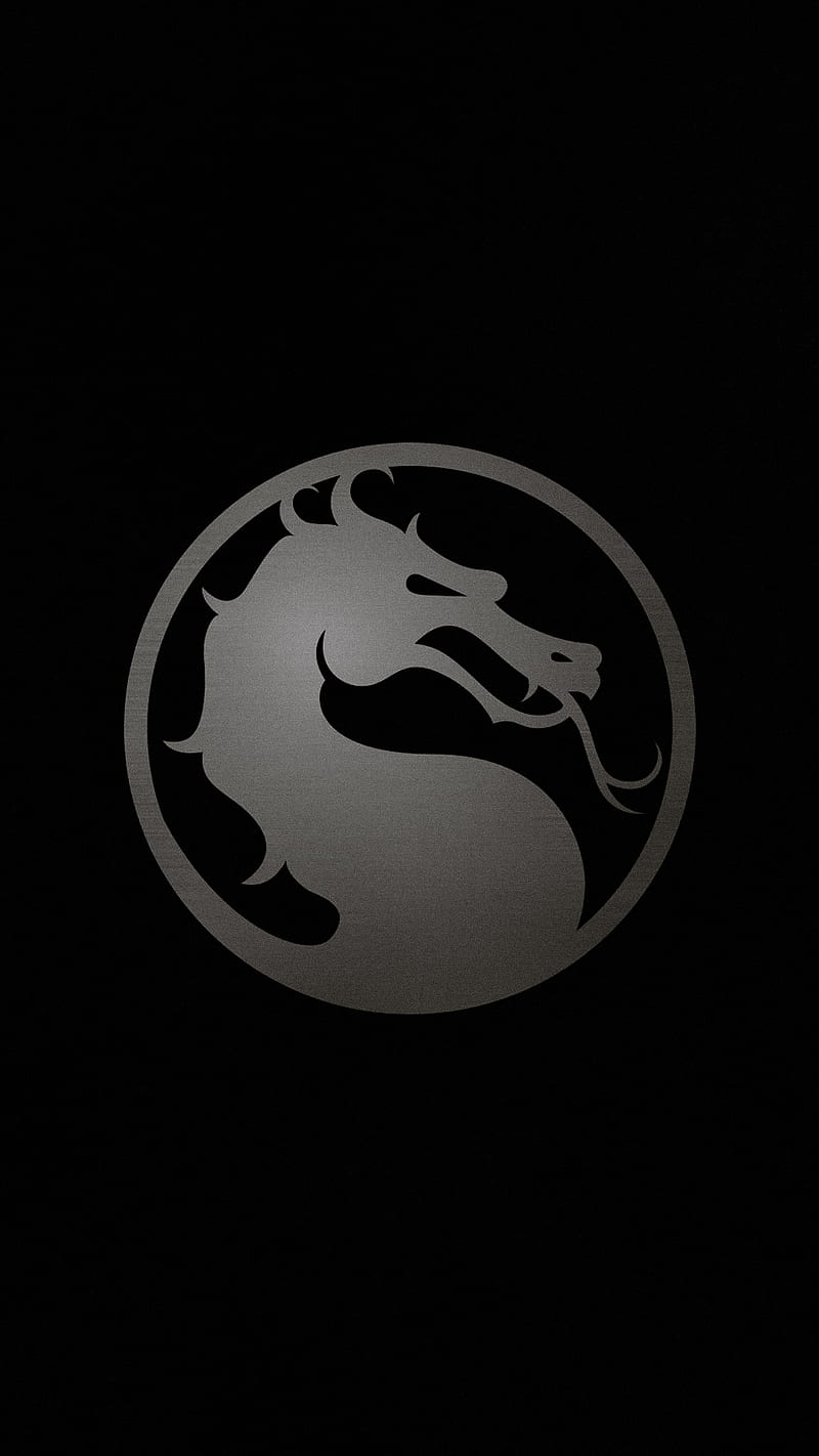 Mortal Kombat, black, dragon, gris, logo, HD phone wallpaper