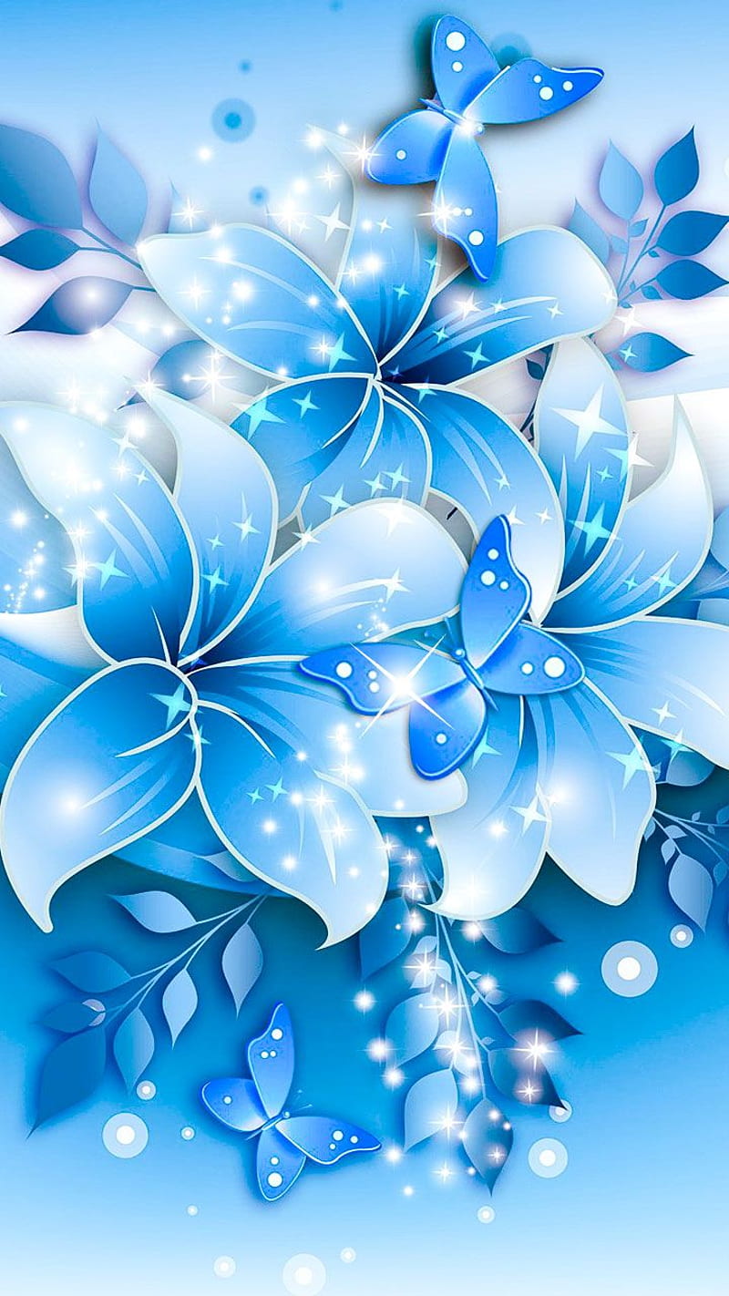Flowery illustrations of blue flower design. Sharp high resolution art for flower fans. Papel de parede flores, Bonecas kokeshi, Rosa chique, Pretty Blue Flower, HD phone wallpaper