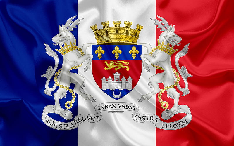 Coat of Arms of Bordeaux, 4к, Flag of France, silk texture, French city, Bordeaux, France, symbolism, French flag, Europe, HD wallpaper