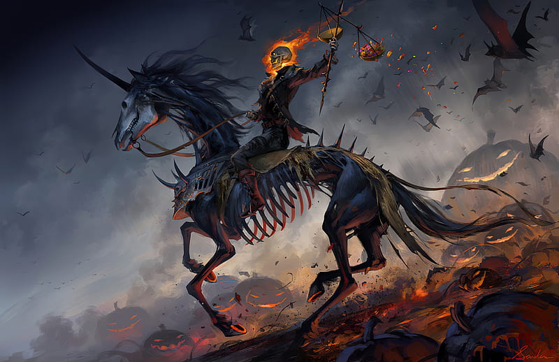 Ghost Rider Horse Riding, HD wallpaper