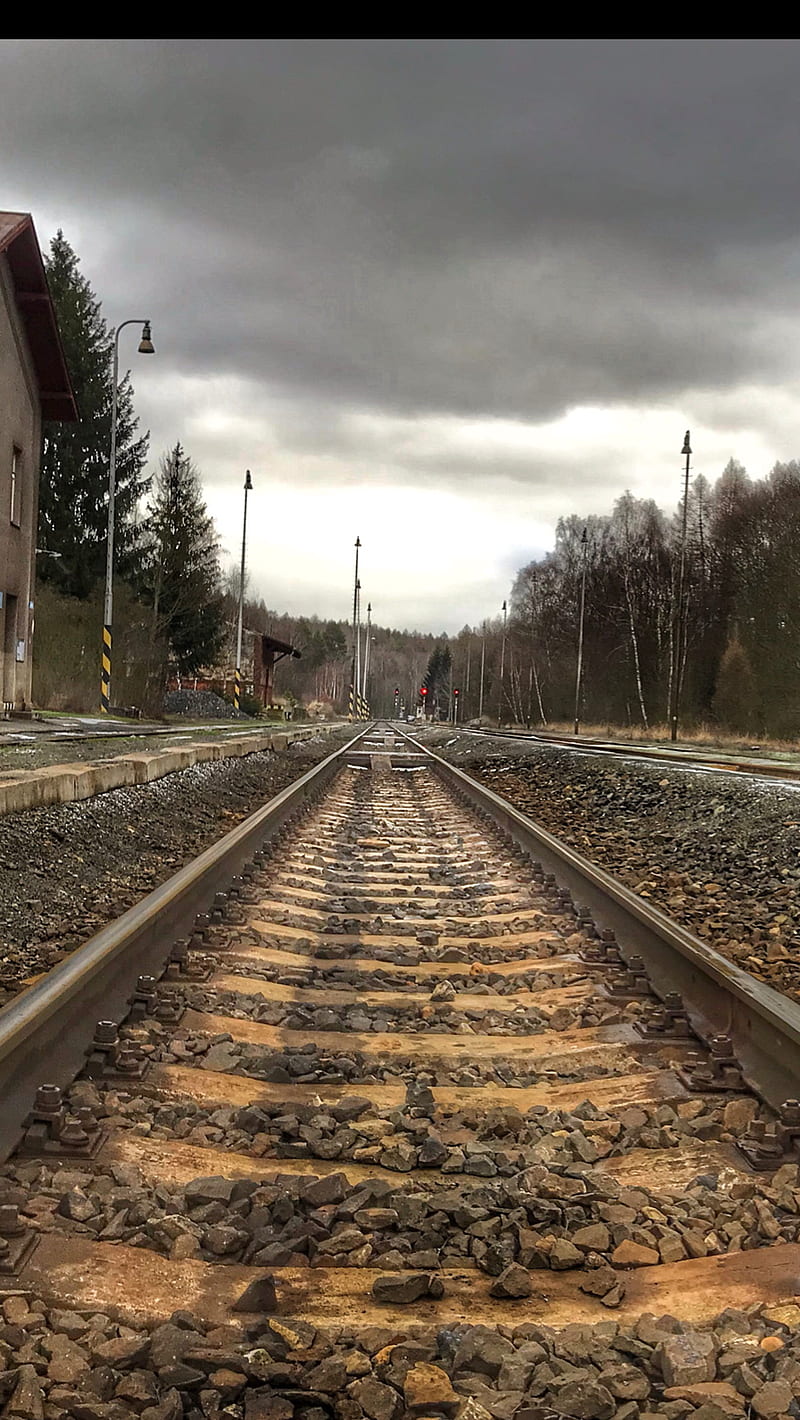 Track, rail, way, distance, railway, train, HD phone wallpaper