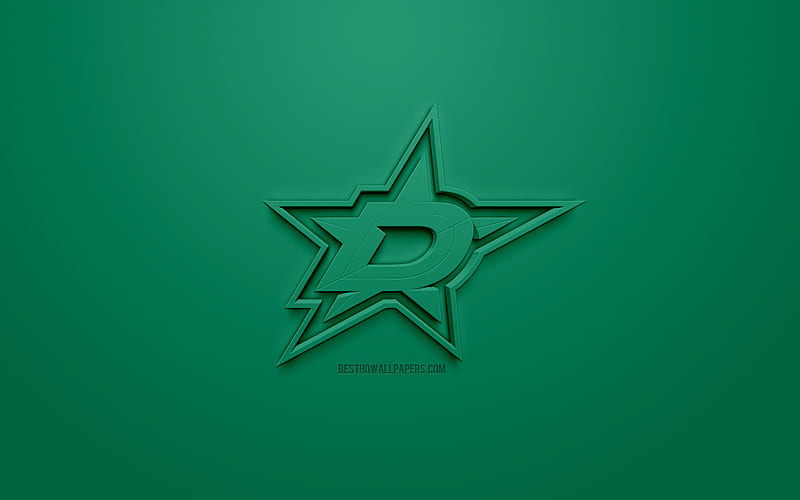 Dallas Stars, American hockey club, creative 3D logo, green background, 3d emblem, NHL, Dallas, Texas, USA, National Hockey League, 3d art, hockey, 3d logo, HD wallpaper