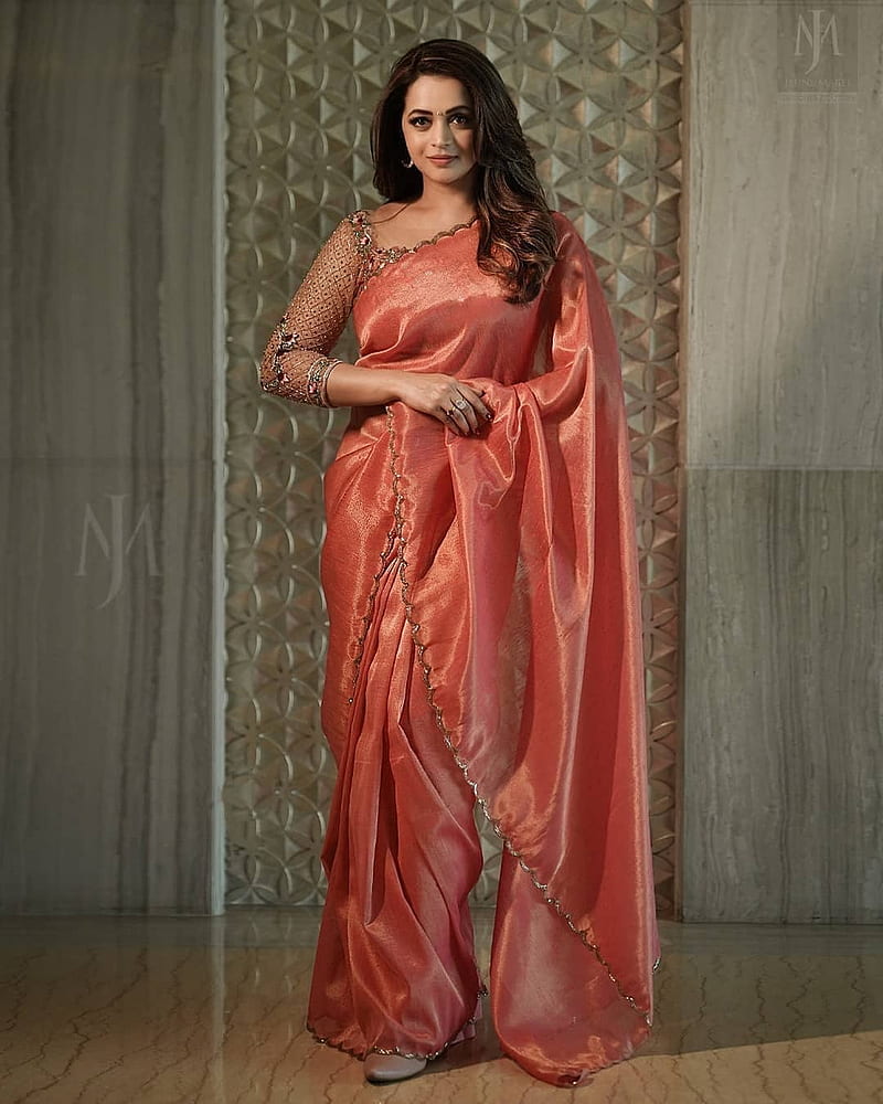 Bhavana, sari, fashion design, saree, HD phone wallpaper