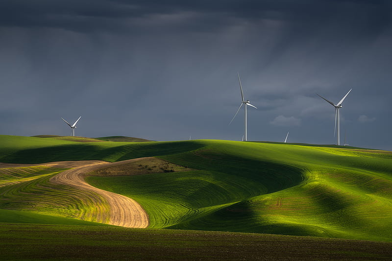 Man Made, Wind Turbine, Landscape, HD wallpaper