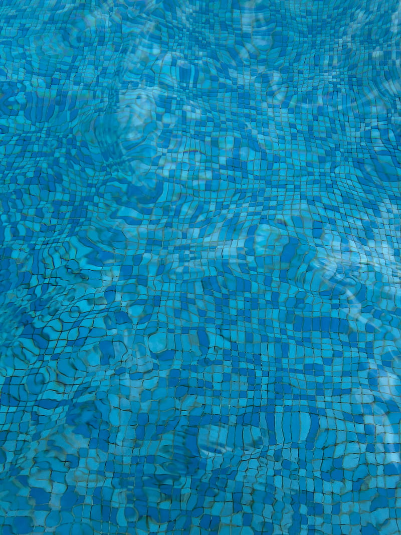 pool, water, waves, mosaic, distortion, texture, blue, HD phone wallpaper