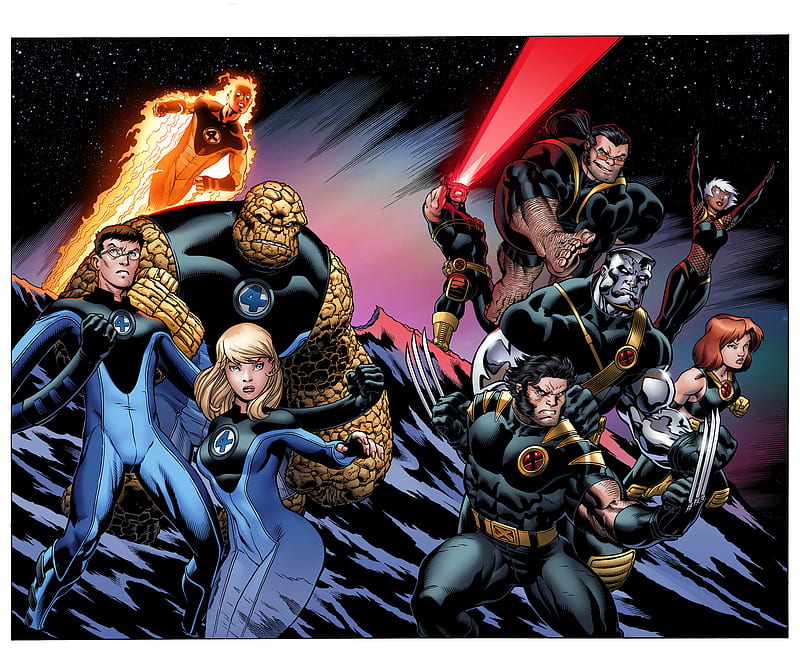 Comics, Ultimate X-Men / Fantastic Four, Wolverine, Jean Grey, Colossus ...