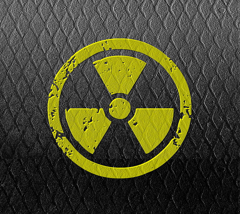 radioactive sign, dark, gray, radioactive, sign, texture, yellow, HD wallpaper
