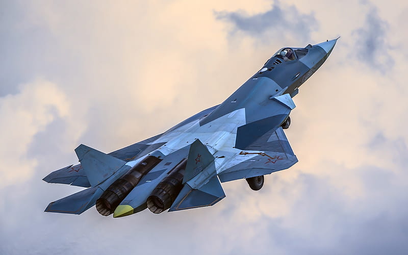 Russian fighter, Su-57, Russian Air Force, military aircraft, T-50, PAK FA, HD wallpaper
