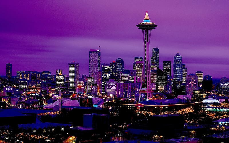 Cities, Night, City, Light, Seattle, , Space Needle, HD wallpaper