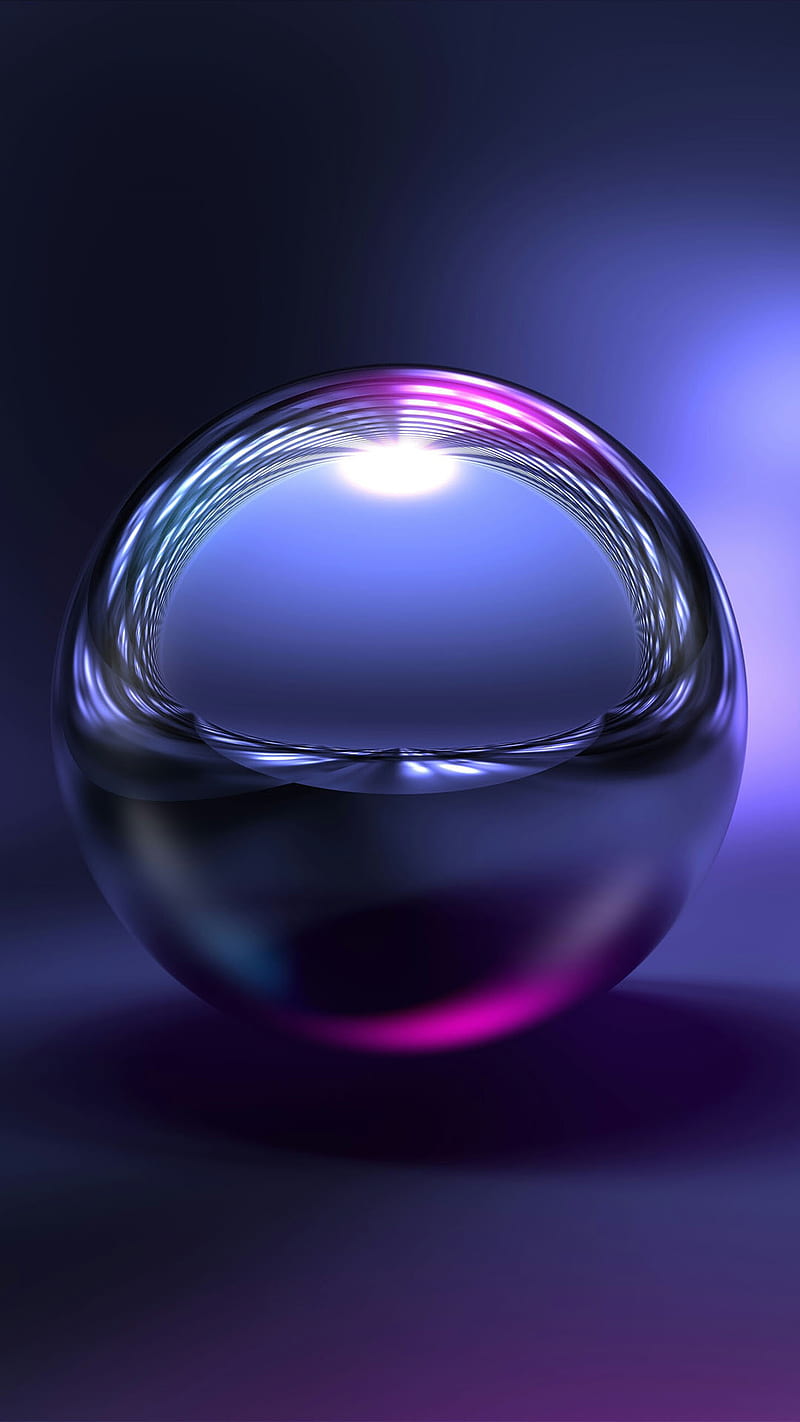 chrome ball, background, purple, round, HD phone wallpaper