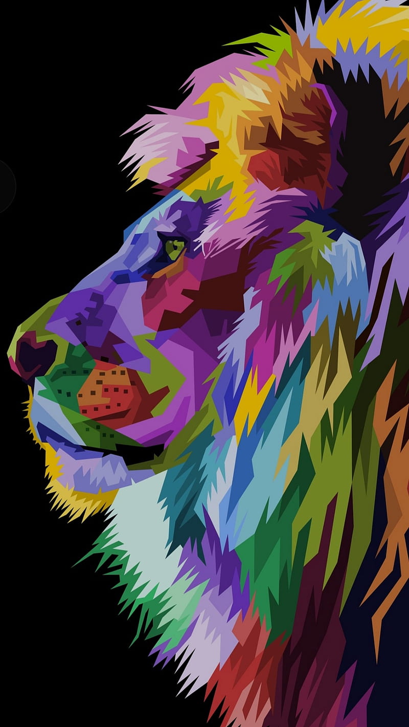Lion, abstract, paint, HD phone wallpaper