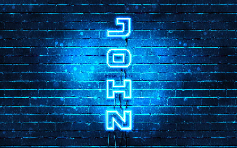 John, vertical text, John name, with names, blue neon lights, with John