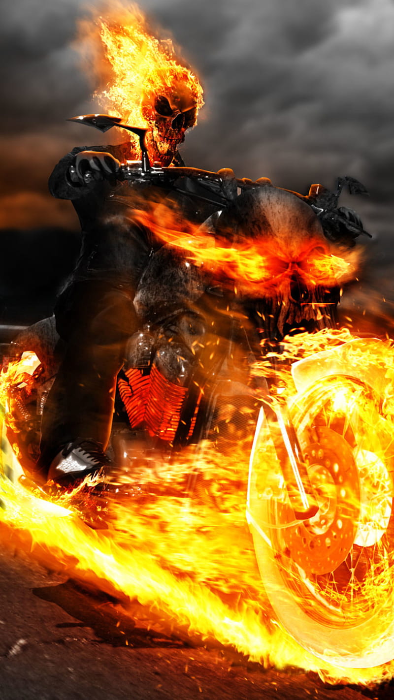 Ghost Rider, action, hollywood, star, nuclear, chicago, edge, triangle, fire, truck, HD phone wallpaper