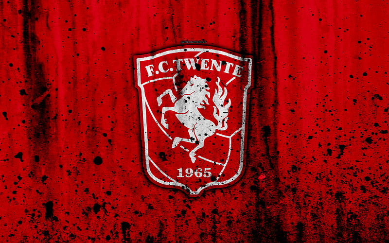 FC Twente Eredivisie, grunge, logo, soccer, football club, Netherlands, Twente, art, stone texture, Twente FC, HD wallpaper