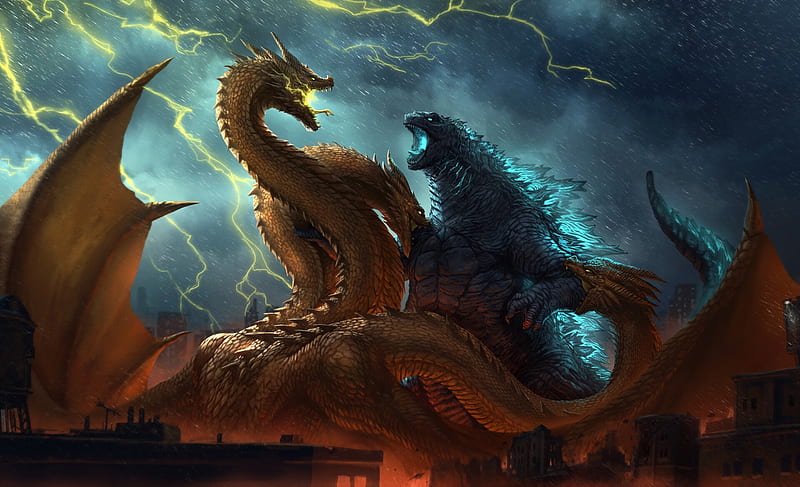 Godzilla vs King Ghidorah King of the Monsters, HD wallpaper